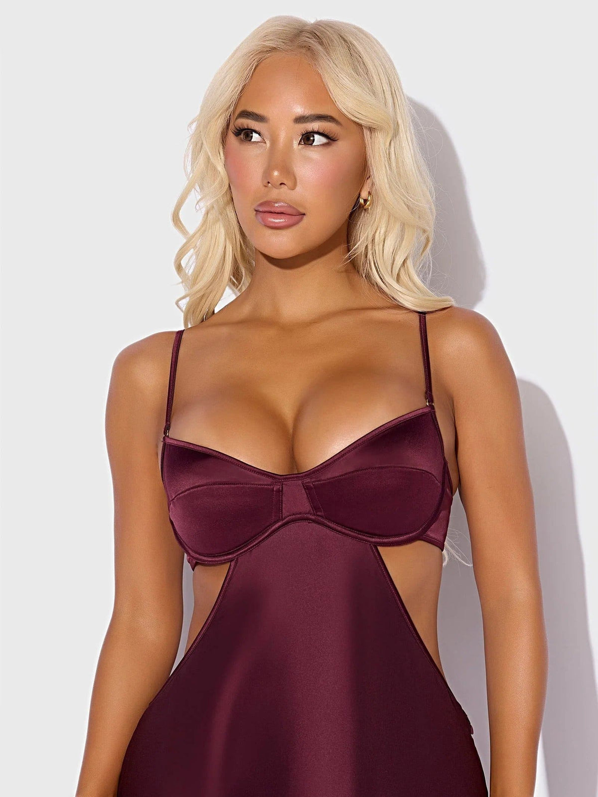 BRIGETA SATIN MONO WIRE LONG GOWN -