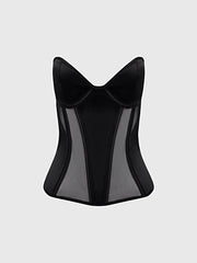 JULIET SATIN & MESH PLUNGE UNDERWIRE CORSET -