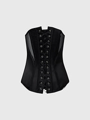 JULIET SATIN & MESH PLUNGE UNDERWIRE CORSET -