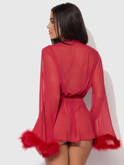 MARILYN MARABOU & MESH SHORT ROBE -