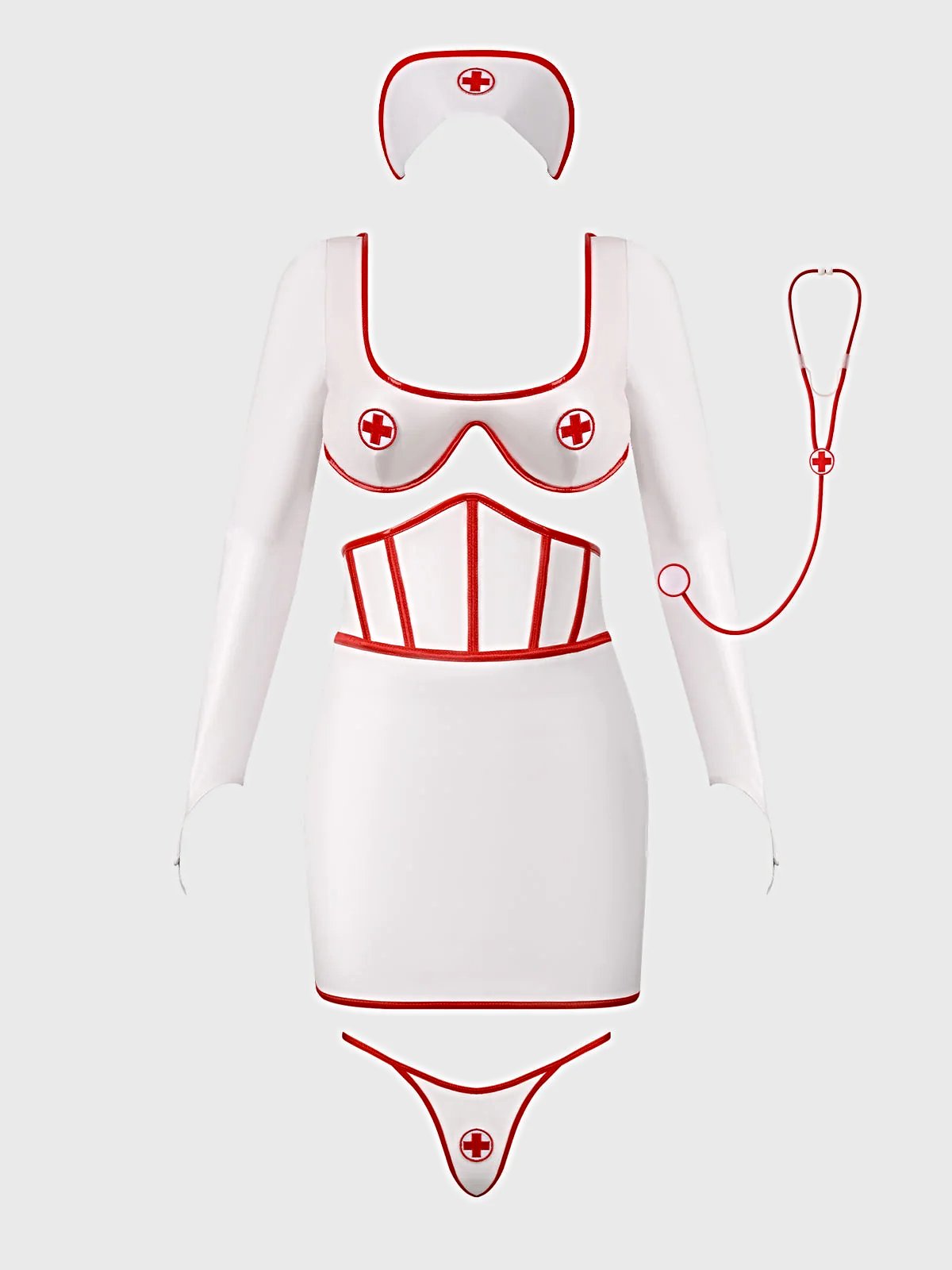 FIRST AID BRA TOP & OPEN BACK SKIRT SET -