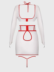 FIRST AID BRA TOP & OPEN BACK SKIRT SET -