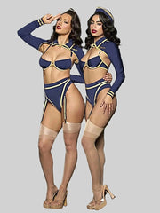 FLYING HIGH PILOT BRA TOP, HIWAIST PANTY & HAT SET -