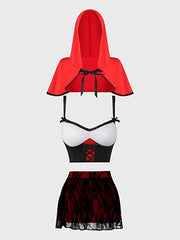 LIL RED BUSTIER, SKIRT & HOOD SET -