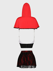 LIL RED BUSTIER, SKIRT & HOOD SET -