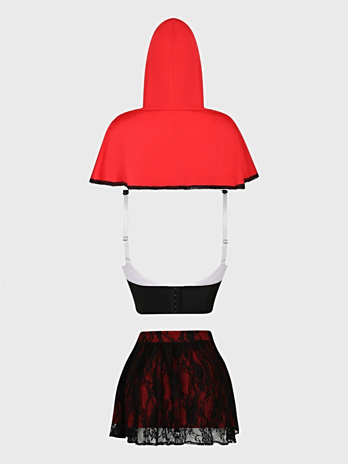 LIL RED BUSTIER, SKIRT & HOOD SET -