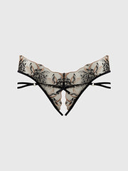 DELILAH EMBROIDERED STRAPPY CROTCHLESS & BACKLESS HIPSTER -