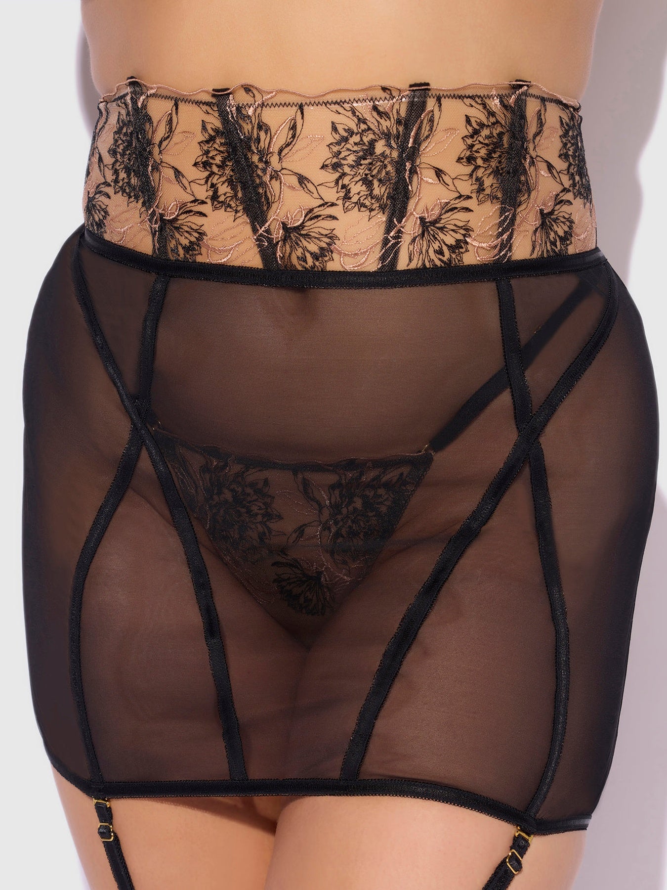 DELILAH EMBROIDERED OPEN BACK HALF SKIRT -