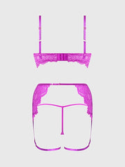 REANNA LACE & CHAIN BRA, GARTER & G-STRING SET -