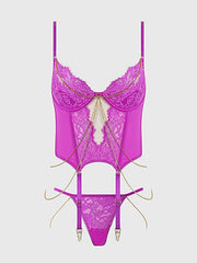 REANNA LACE & CHAIN BUSTIER & G-STRING SET -