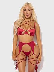 IRYNA SILKY MICRO & ROPE BRA, GARTER & THONG SET -