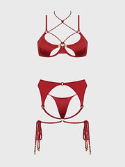 IRYNA SILKY MICRO & ROPE BRA, GARTER & THONG SET -