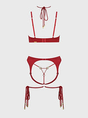 IRYNA SILKY MICRO & ROPE BRA, GARTER & THONG SET -