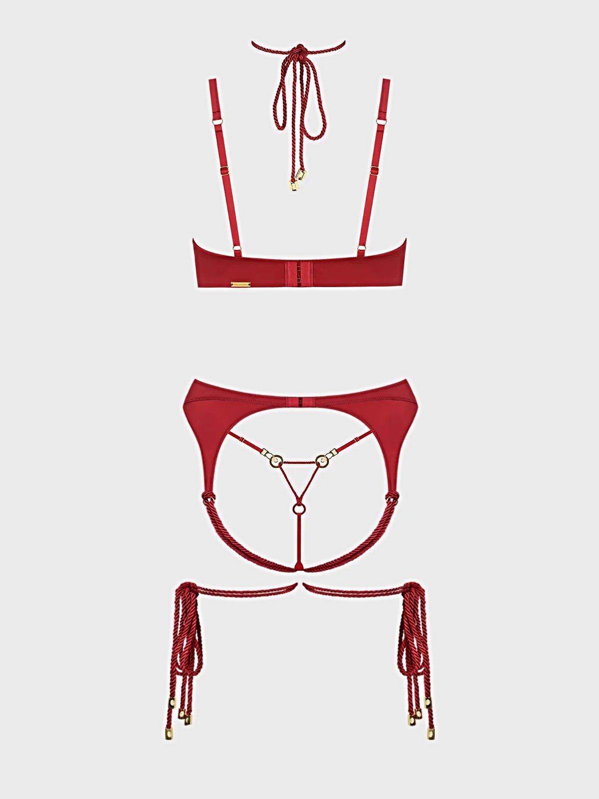 IRYNA SILKY MICRO & ROPE BRA, GARTER & THONG SET -