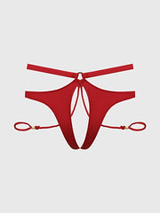 IRYNA SILKY MICRO & ROPE CROTCHLESS & HAND CUFF HIPSTER -