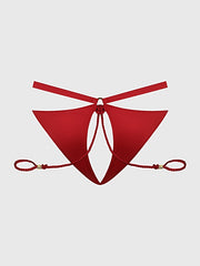 IRYNA SILKY MICRO & ROPE CROTCHLESS & HAND CUFF HIPSTER -