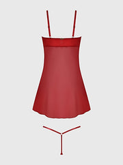 ANGELINA LIPS EMBROIDERY BABYDOLL & BOW G-STRING SET -