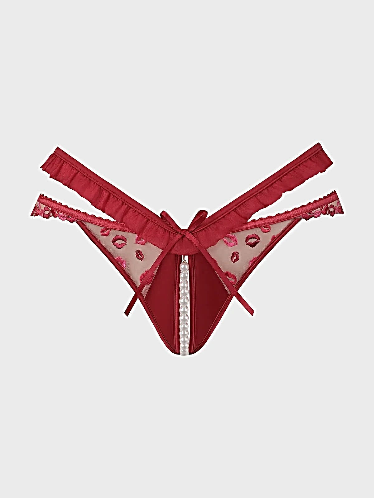 ANGELINA LIPS EMBROIDERY PEARL &amp; CROTCHLESS BIKINI -