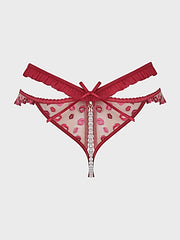 ANGELINA LIPS EMBROIDERY PEARL & CROTCHLESS BIKINI -