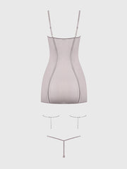 PRESLEY SHINE MESH & RHINESTONE CHEMISE & G-STRING SET -