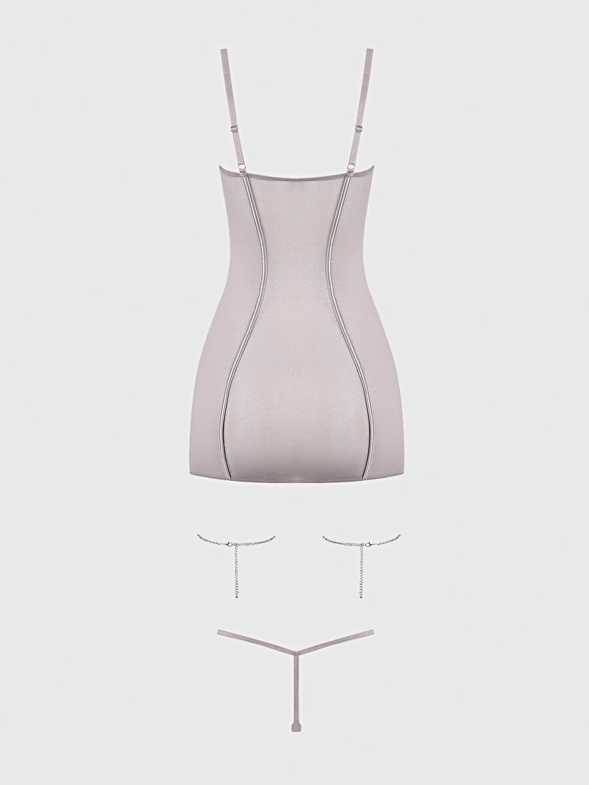 PRESLEY SHINE MESH & RHINESTONE CHEMISE & G-STRING SET -