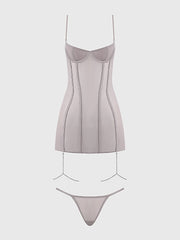 PRESLEY SHINE MESH & RHINESTONE CHEMISE & G-STRING SET -