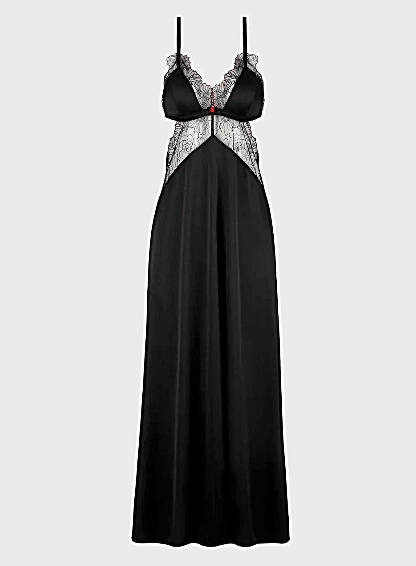 ILENA EMBROIDERED TULLE TRIANGLE TOP LONG GOWN -