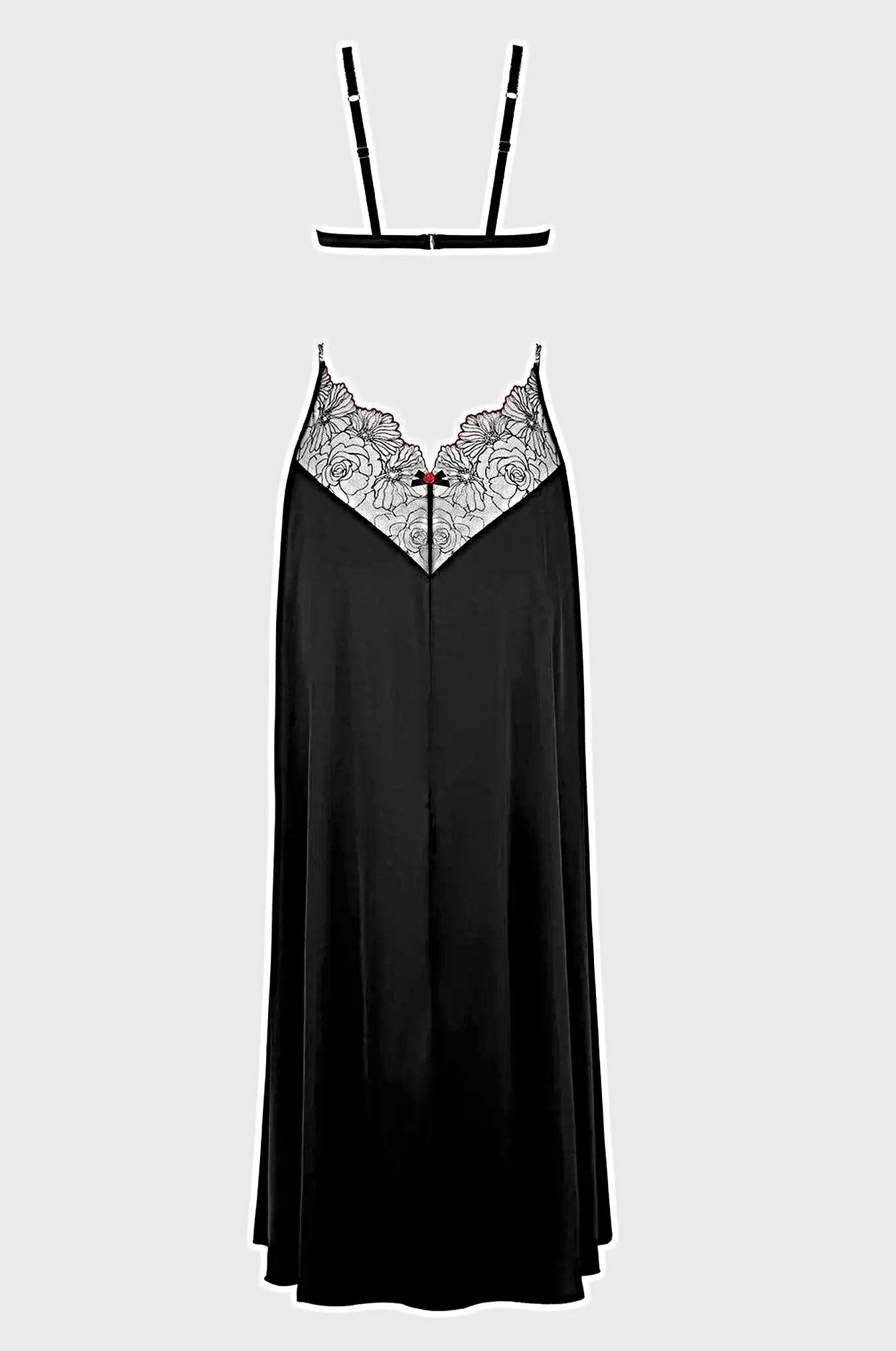 ILENA EMBROIDERED TULLE TRIANGLE TOP LONG GOWN -