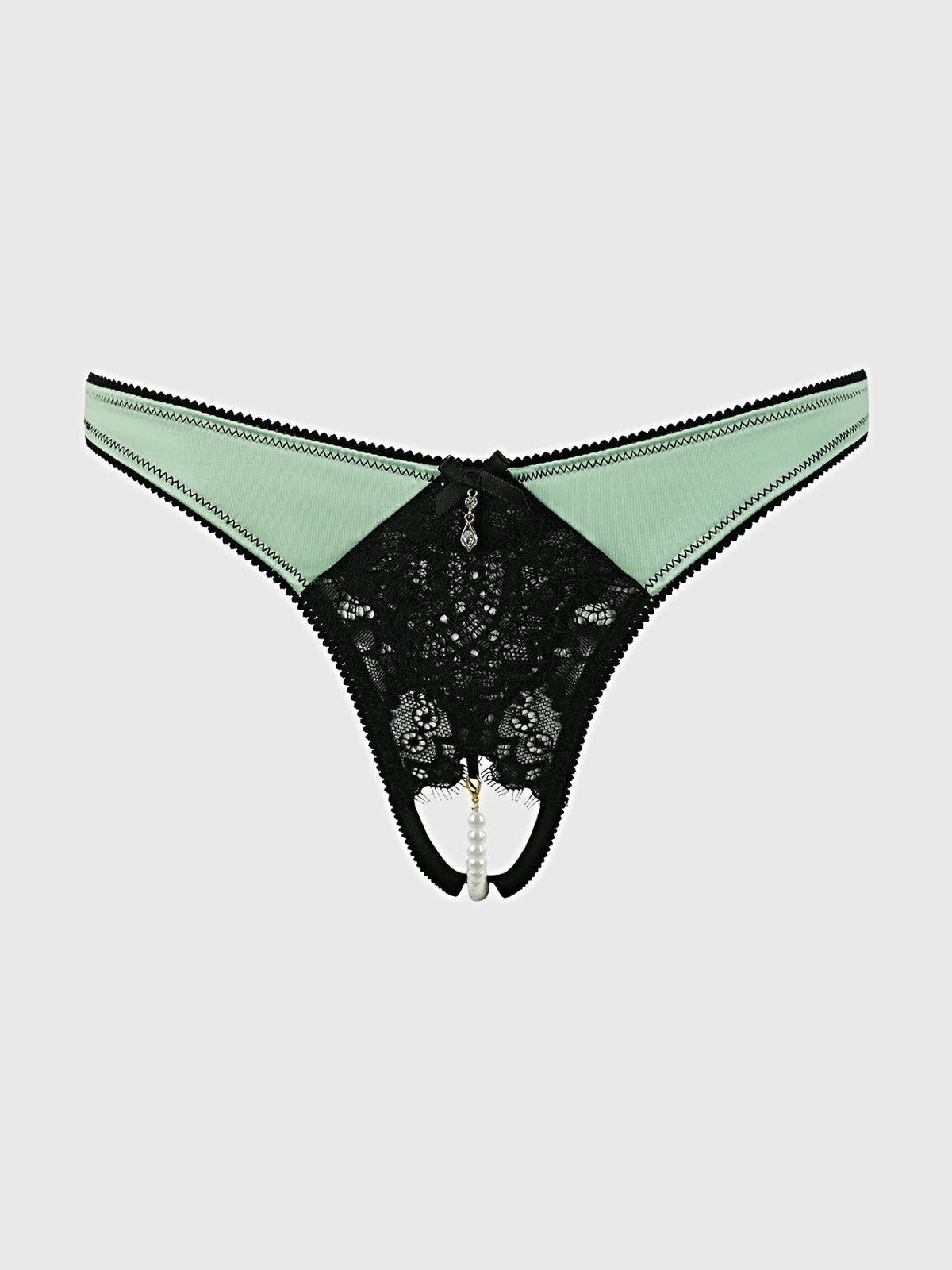 LARA LACE &amp; LIQUID SATIN PEARL CROTCHLESS HIPSTER -