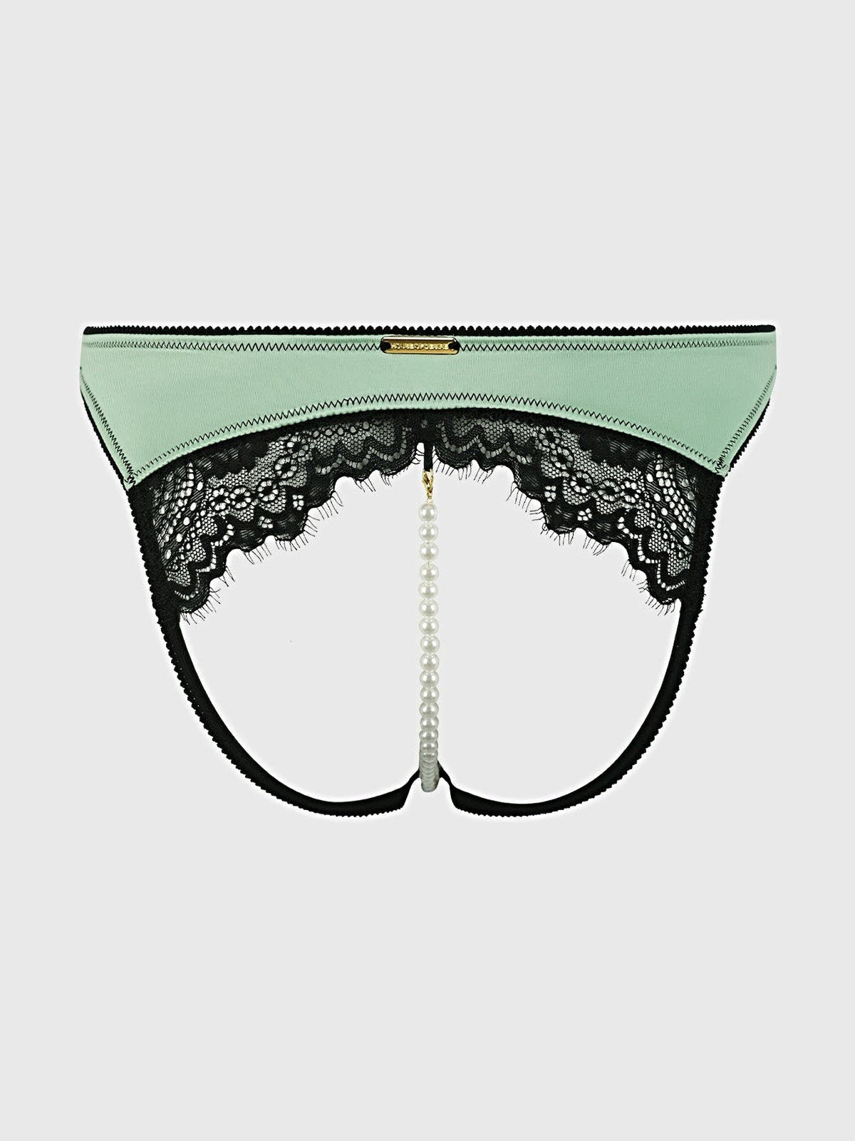 LARA LACE & LIQUID SATIN PEARL CROTCHLESS HIPSTER -