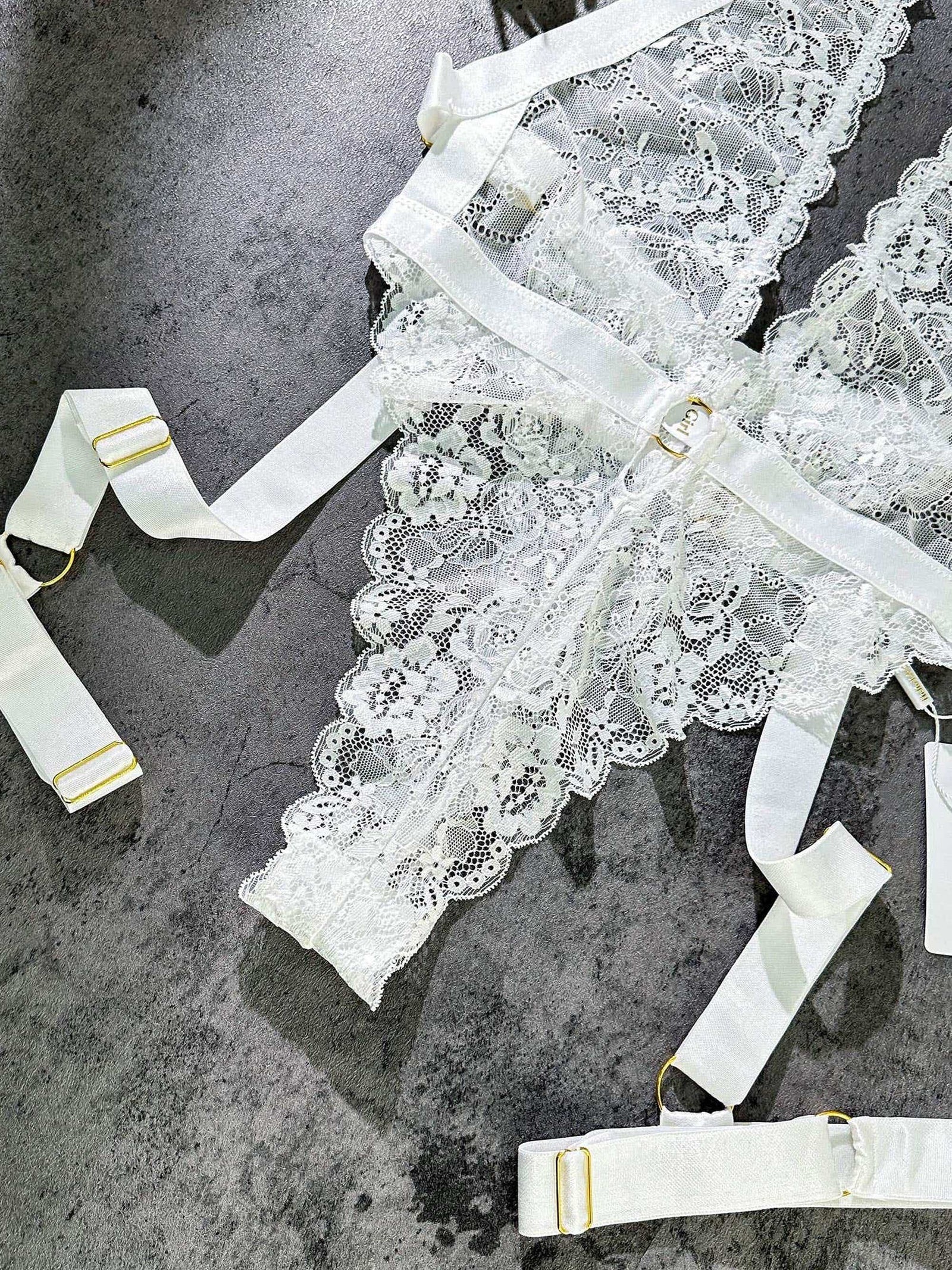 White Sexy Lace Suspenders Shapewear - 1 PC Bodysuit