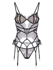 Seductive Black Patent Leather Lingerie Set - 2 pcs set