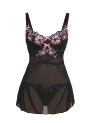 Stylish view of the Elowen Mystic Babydoll Lingerie Set emphasizing its feminine charm and sophisticated appeal.