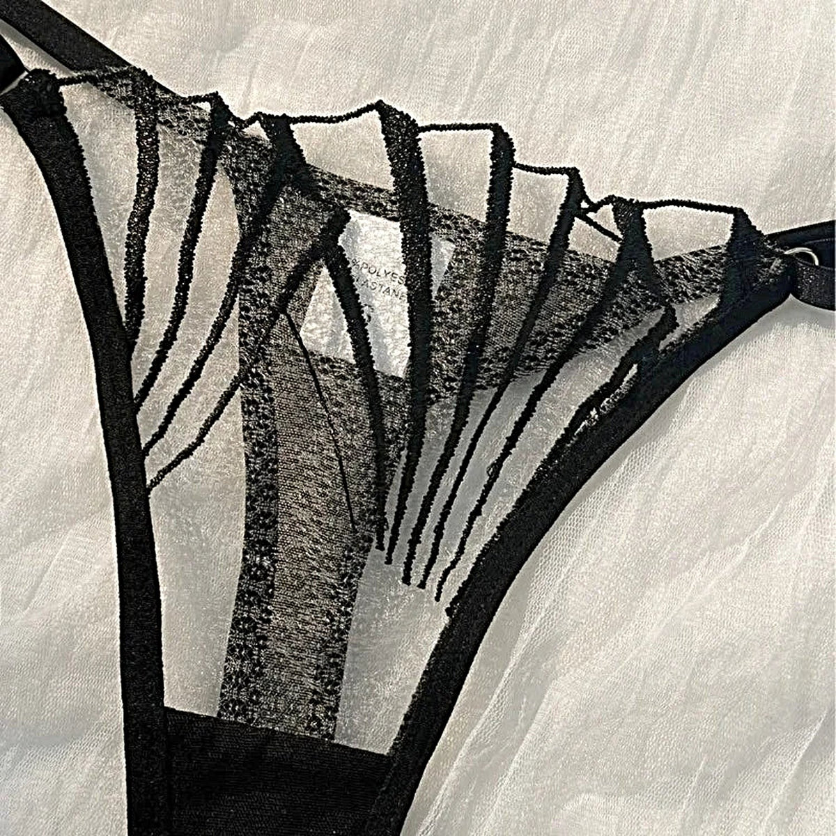 2pcs Women's Bra Set Sexy Lace Mesh Lingerie Set Ultra Thin Breathable Comfortable Lightweight Scallop Transparent Lingerie Set