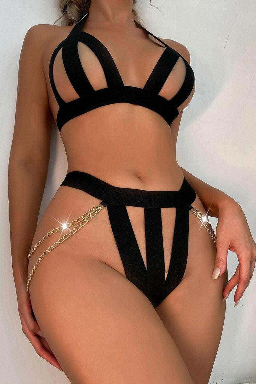 Bandage Bra Set with Chains