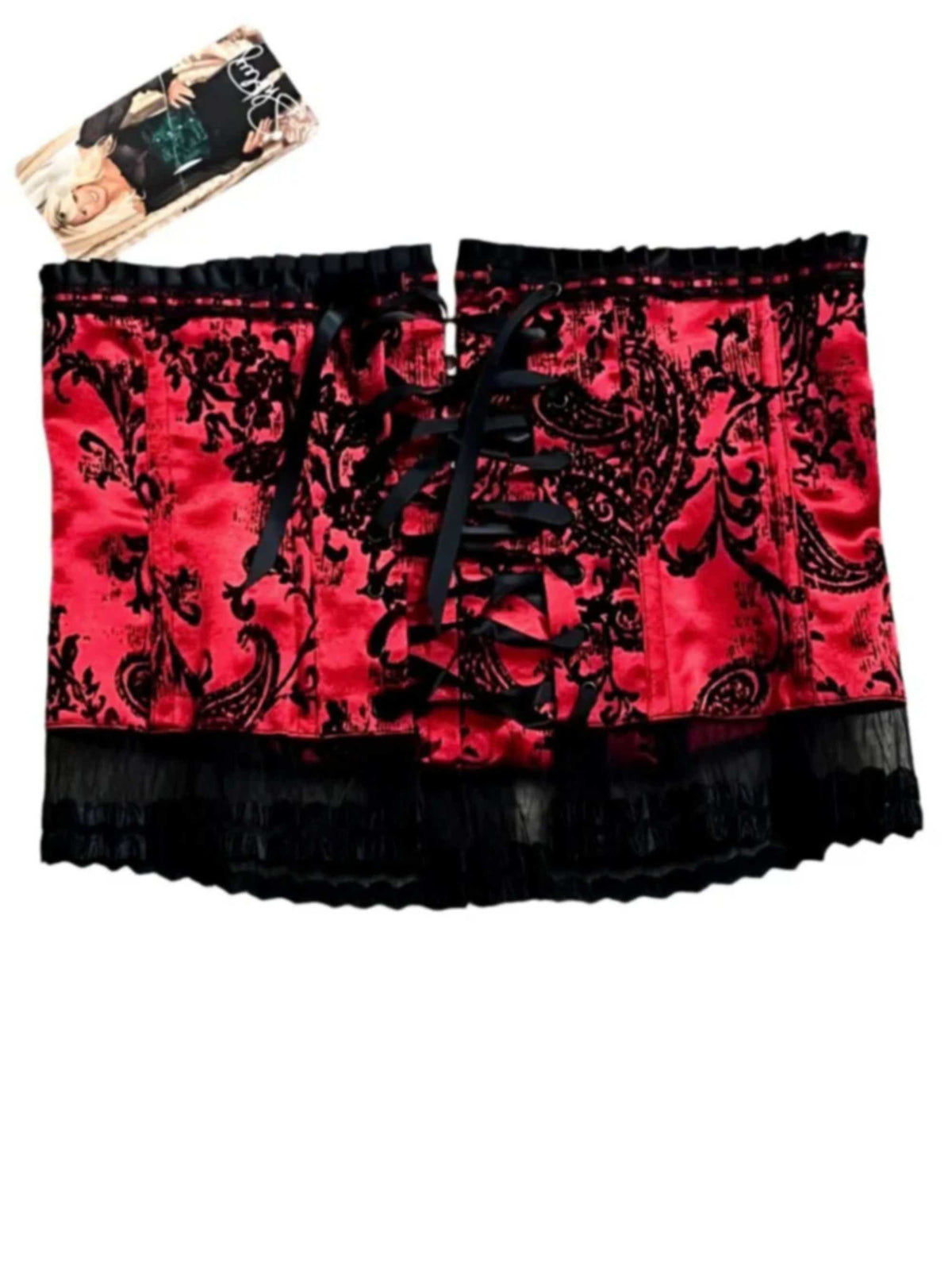 Shirley of Hollywood IS-25073 Flocked velvet waist cincher Red Size M. Reg.$50 - Wasit cincher