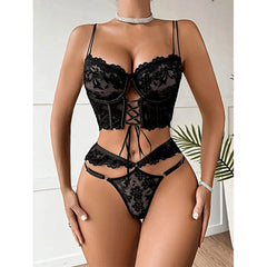 Fancy Lingerie Floral Lace Bra Set Bilizna Luxury Sensual Underwear Sexy Erotic Fairy Fine Lace See Through Exotic Sets -