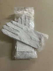 Elegant Moments Lace wrist length gloves with ruffle trim - lace gloves
