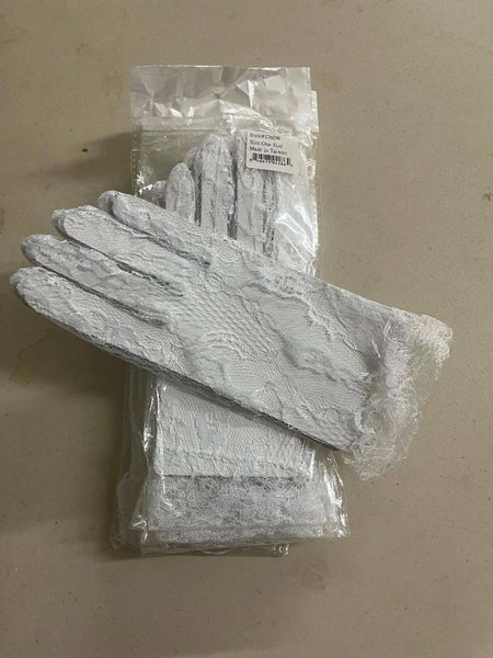 Elegant Moments Lace wrist length gloves with ruffle trim - lace gloves