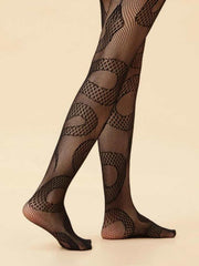 Snake Pattern Fishnet Tights - Stockings