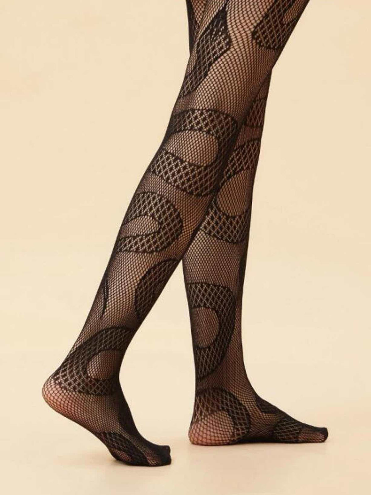 Snake Pattern Fishnet Tights - Stockings