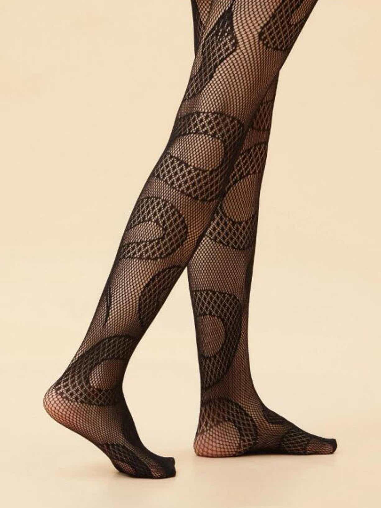 Snake Pattern Fishnet Tights - Stockings