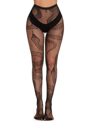 Snake Pattern Fishnet Tights - Stockings