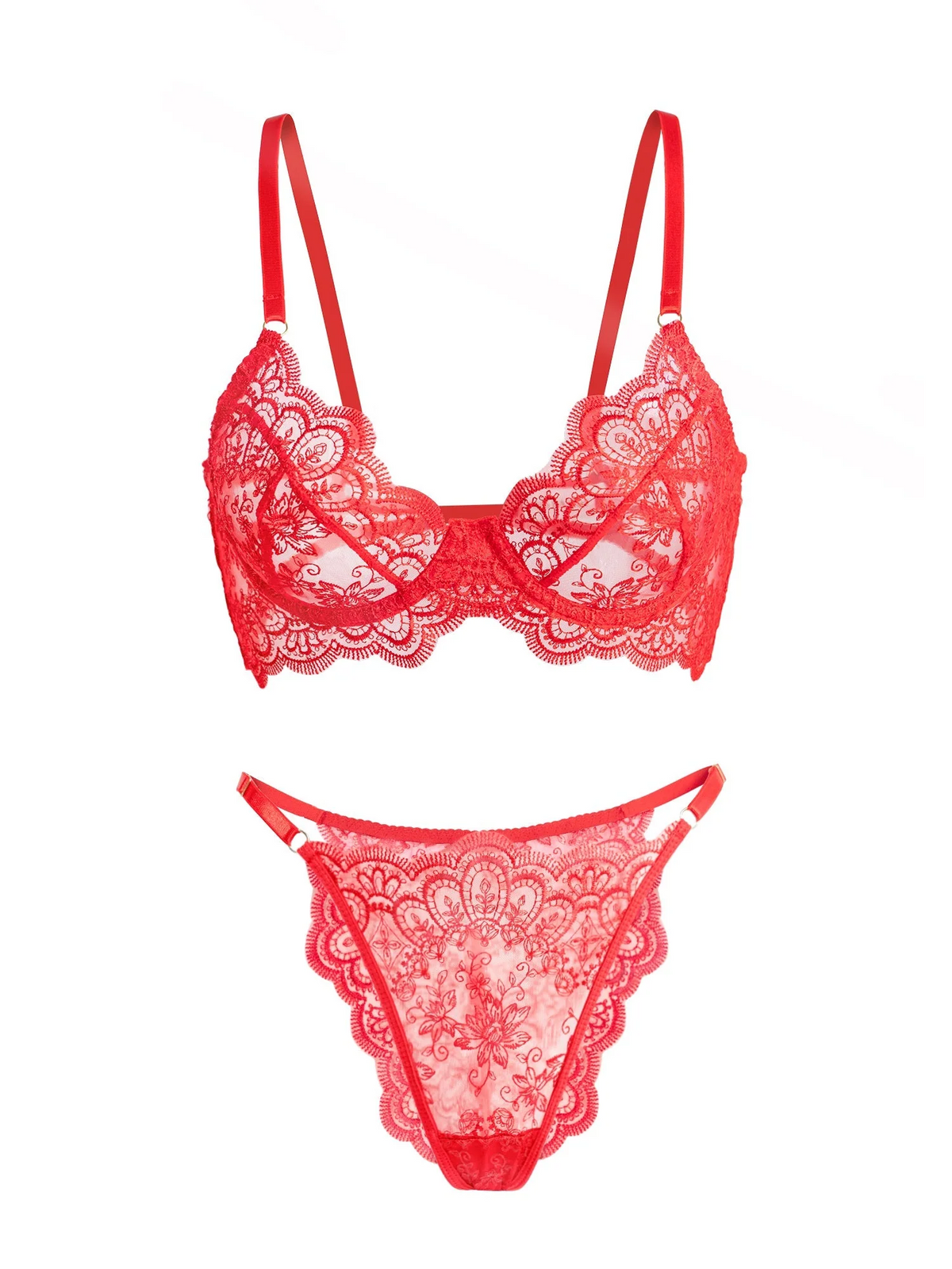 Red Exquisite Lace Lingerie Set - 2 pcs set