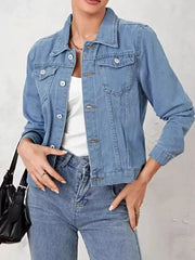 Button Up Long Sleeve Denim Jacket -