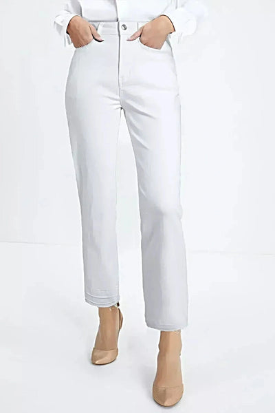 High-Waisted Straight Leg Jeans -