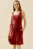 Doublju Full Size Round Neck Ruched Sleeveless Dress with Pockets