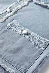 Frayed Edge Flap Pockets Denim Vest Jacket -