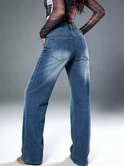 Vintage Wash Wide Leg Jeans -