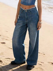 Frayed Hem Wide Leg Jeans -